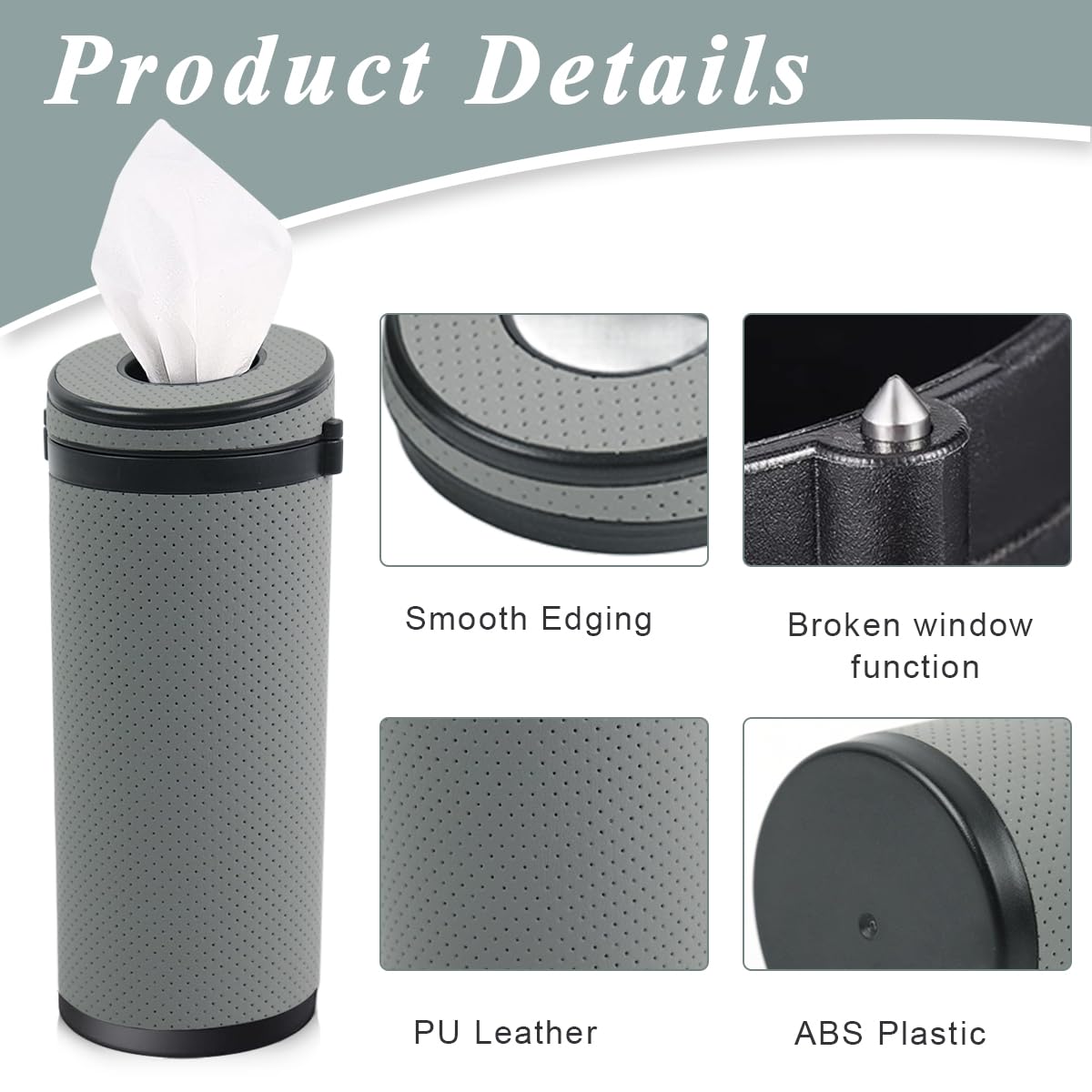 HASTHIP® Car Tissue Paper Holder, Cylinder Tissue Box, 2.75'' PU Leather Round Tissues Container Fit for Car Van Bathroom Office Use, Car Cup Holder Car Tissues Box Car Tissue Holder Car Tissue Tube