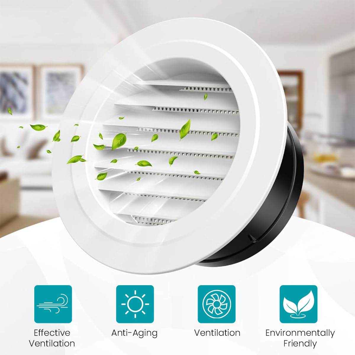 HASTHIP Air Vent for Bathroom and Ceiling Use featuring 150mm Round Design with Fly Screen | ABS Exhaust Cover for Room and Office