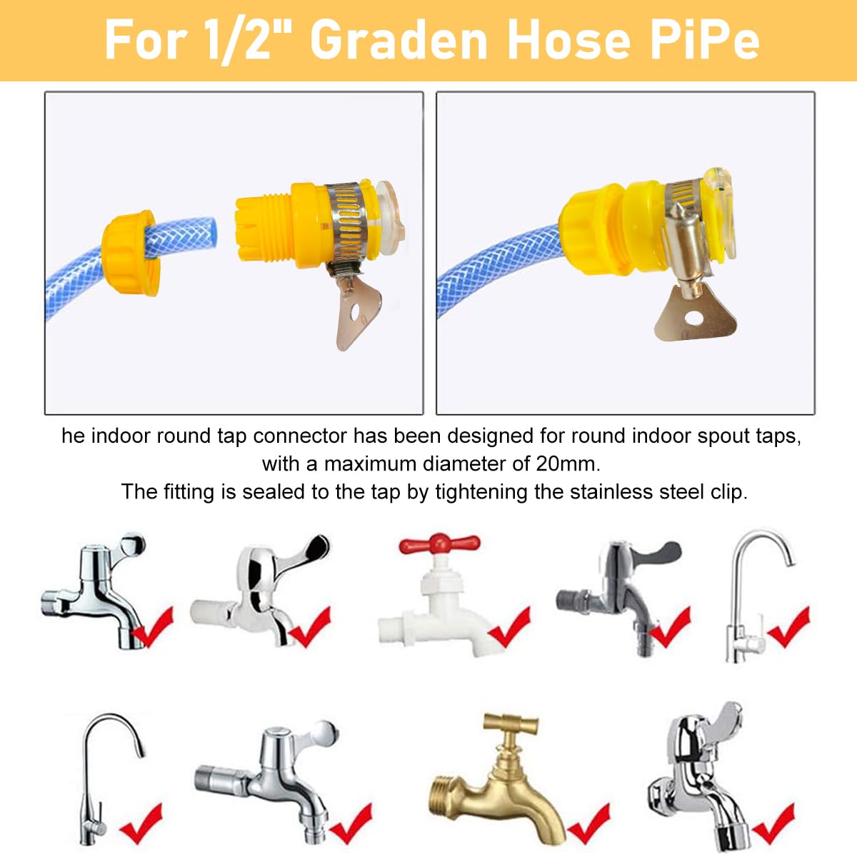 HASTHIP Universal Water Tap Adapter for 4/6 Point Faucets with Anti Leakage ABS Quick Release 3 PCS