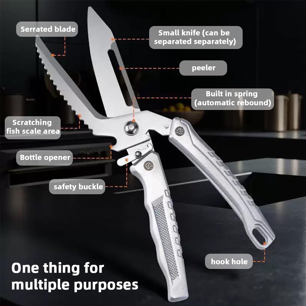 HASTHIP Kitchen Shears for Poultry and Home Use with Detachable Spring‑Loaded Blades | Stainless Steel Ergonomic Handle