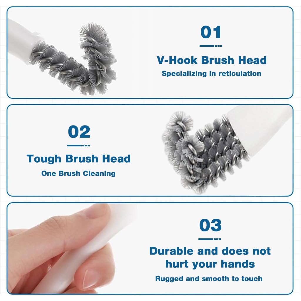HASTHIP 2 in 1 Oil Stain Scrubber Brush for Baking Racks with Tail Scraper and Curved Bristles
