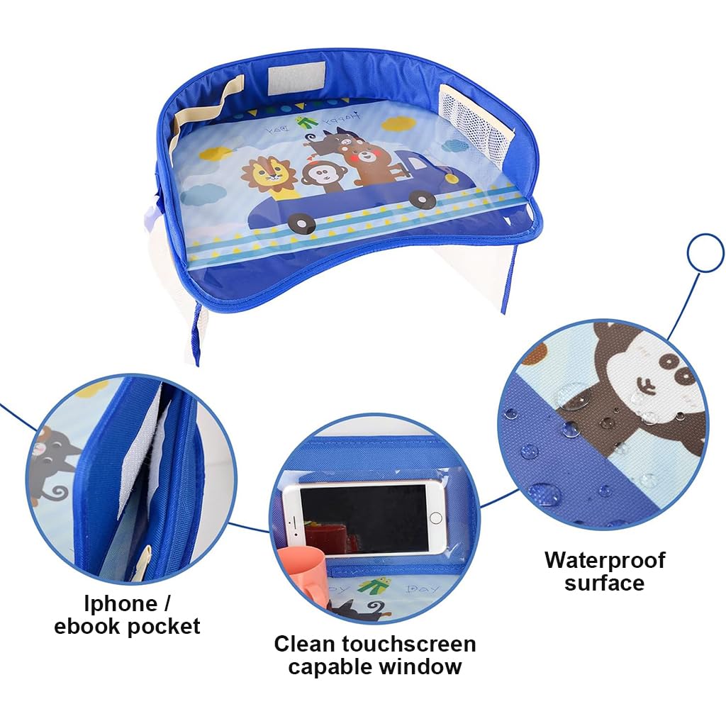 HASTHIP Kids Travel Tray for Car featuring Waterproof Oxford Cloth and Phone Holder | Portable Organizer for Road Trips