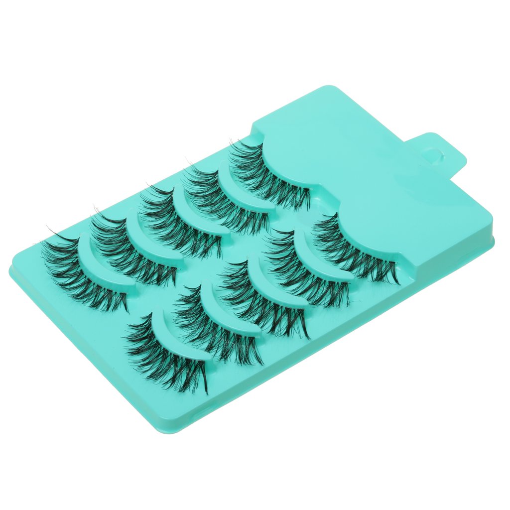 Supvox 5 Pairs Beauty Makeup Handmade Messy Cross Style False Eyelashes Green