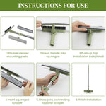 HASTHIP Window Squeegee Cleaner for Glass and Floor with 27.56–43.31 in Steel Pole featuring 180° Rotatable Head | Includes 2 Microfiber Attachments