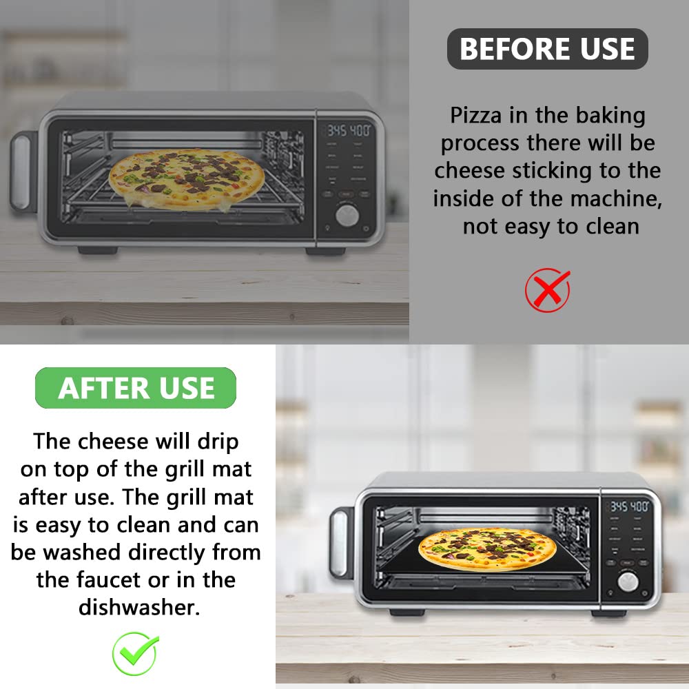 HASTHIP Oven Liners for Bottom of Oven with 12x12 inch Pre Cut Square Sheets | Includes 3 Air Fryer Liners and 3 Mesh Sheets