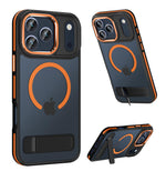 HASTHIP® Funda para iPhone 17 Pro 6.3 Pulgadas, Compatible con MagSafe, Carcasa con Soporte, Diseño Translúcido Mate, Antigolpes Grado Militar, Protección contra Caídas y Arañazos - Naranja