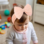 HASTHIP® 3Pcs Hair Bands for Baby Girls 0-24 Months,3-Color Nylon Turban Knotted Pink Bow Baby Girl Hair Bands,Super Soft and Stretchy Headbands for Girl - Accessories