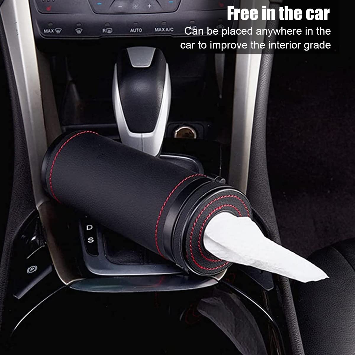 Car Tissue Paper Holder, Cylinder Tissue Box, 2.75'' PU Leather Round Tissues Container Fit for Car Van Bathroom Office Use, Car Cup Holder Car Tissues Box Car Tissue Holder Car Tissue Tube