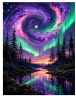 HASTHIP® Aurora Galaxy Landscape DIY Diamond Painting Kit, Full Drill Northern Lights Forest Lake Art Set with Pre-Printed Canvas & Tools, Relaxing Stress Relief Craft Home Wall Decor Gift 40×30cm