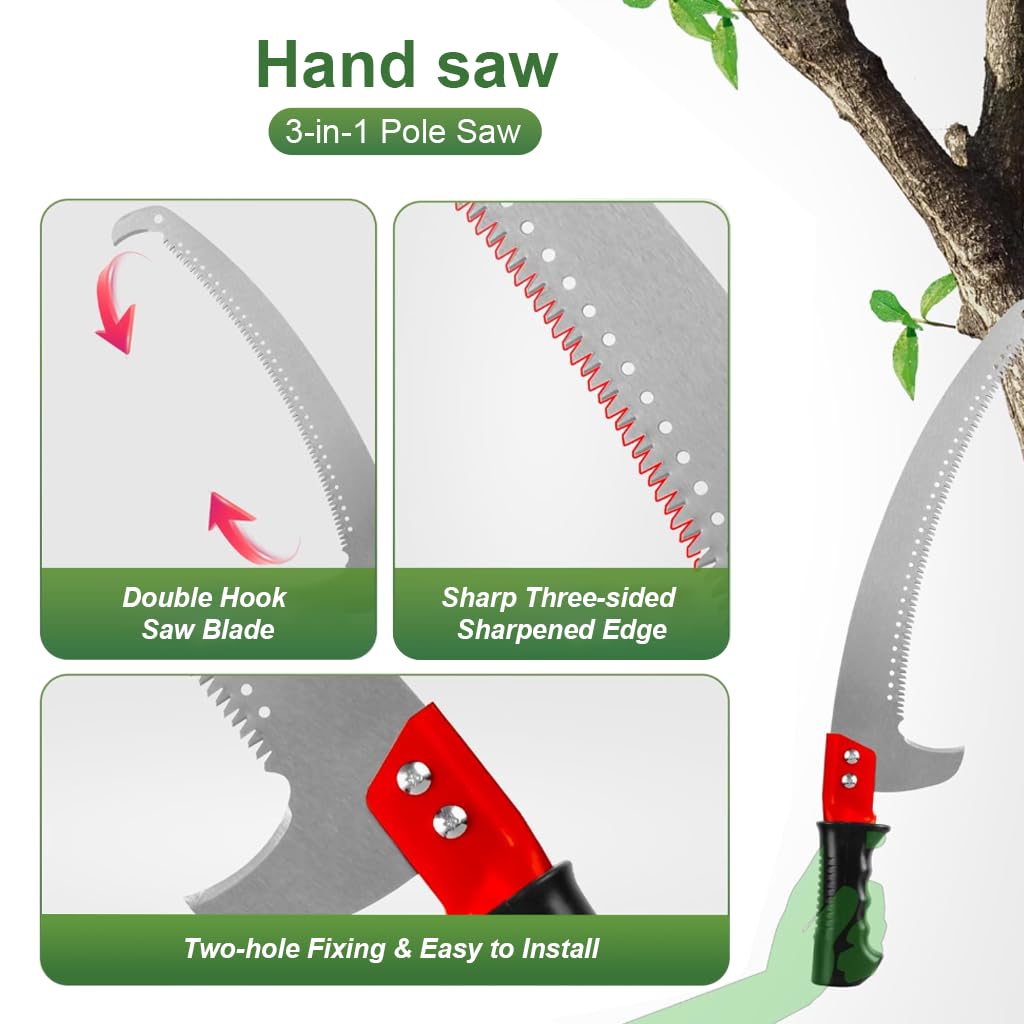 HASTHIP Tree Pruning Pole Saw for High Limb Gardening with 118 in Reach and Curved Blade
