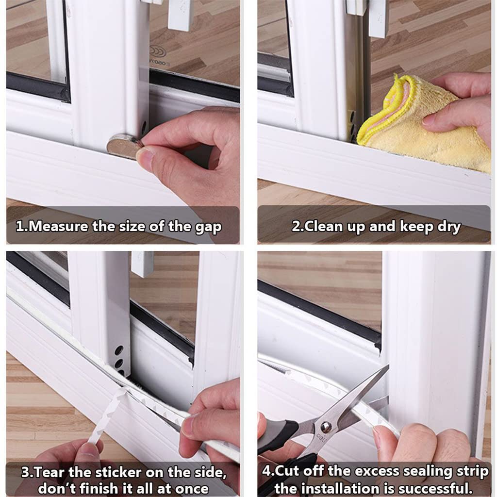 HASTHIP Door Sealing Strip for Soundproof and Dustproof Protection with Strong Adhesive 10 m White 3 PCS