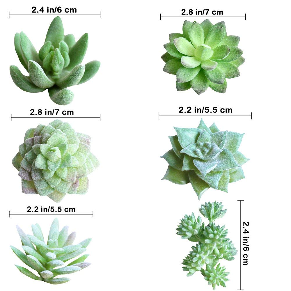 11Pcs Artificial Succulent Plants, Faux Succulent in Flocked Green in Different Type Different Size, Mini Artificial Plants Desk Decor, Computer Desktop Decoration