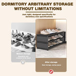 HASTHIP Portable Shoe Rack for Under Bed Storage with Wheels and Dustproof Curtain | 3 Tier Black