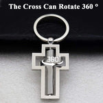 HASTHIP Cross Keychain for Home and Car Keys featuring 360° Rotating Cross | Zinc Alloy 4.57×2.83×0.28 in