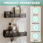 HASTHIP Spice Rack for Refrigerator featuring Dual Size Magnetic Racks 10.66 and 11.4 in | Black Storage Shelves for Kitchen and Bathroom