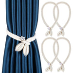 HASTHIP Curtain Tie Backs for Living Room and Bedroom featuring Sliding Floral Buckles | 4PCS Cotton Rope Holdbacks with Weighted Ends