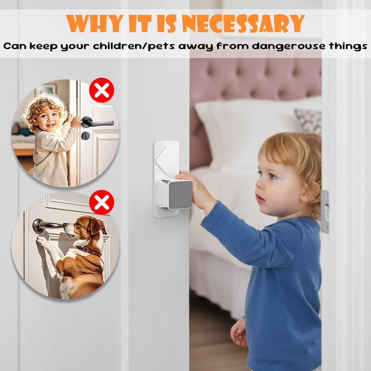 HASTHIP® 4Pcs Door Stopper Pinch Guards, Baby Proofing Safety Finger Protectors, No-Drill Rotatable Door Guard Stoppers for Child & Pet Safety, 4.5cm Safe Gap Baby Protection Products