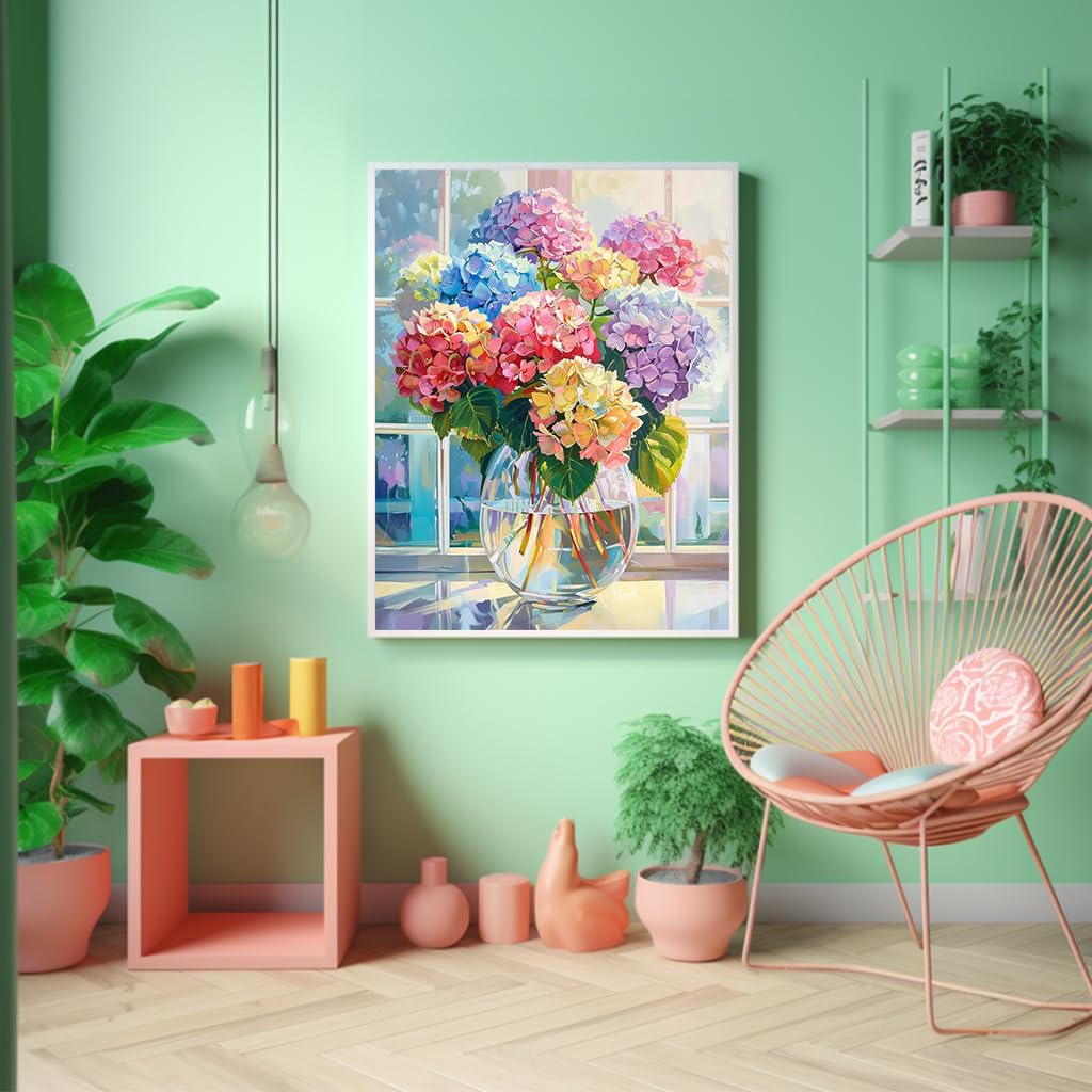 HASTHIP Diamond Painting Kits for Adults featuring 12x16 in Full Drill Canvas | Color Hydrangea DIY Art Craft