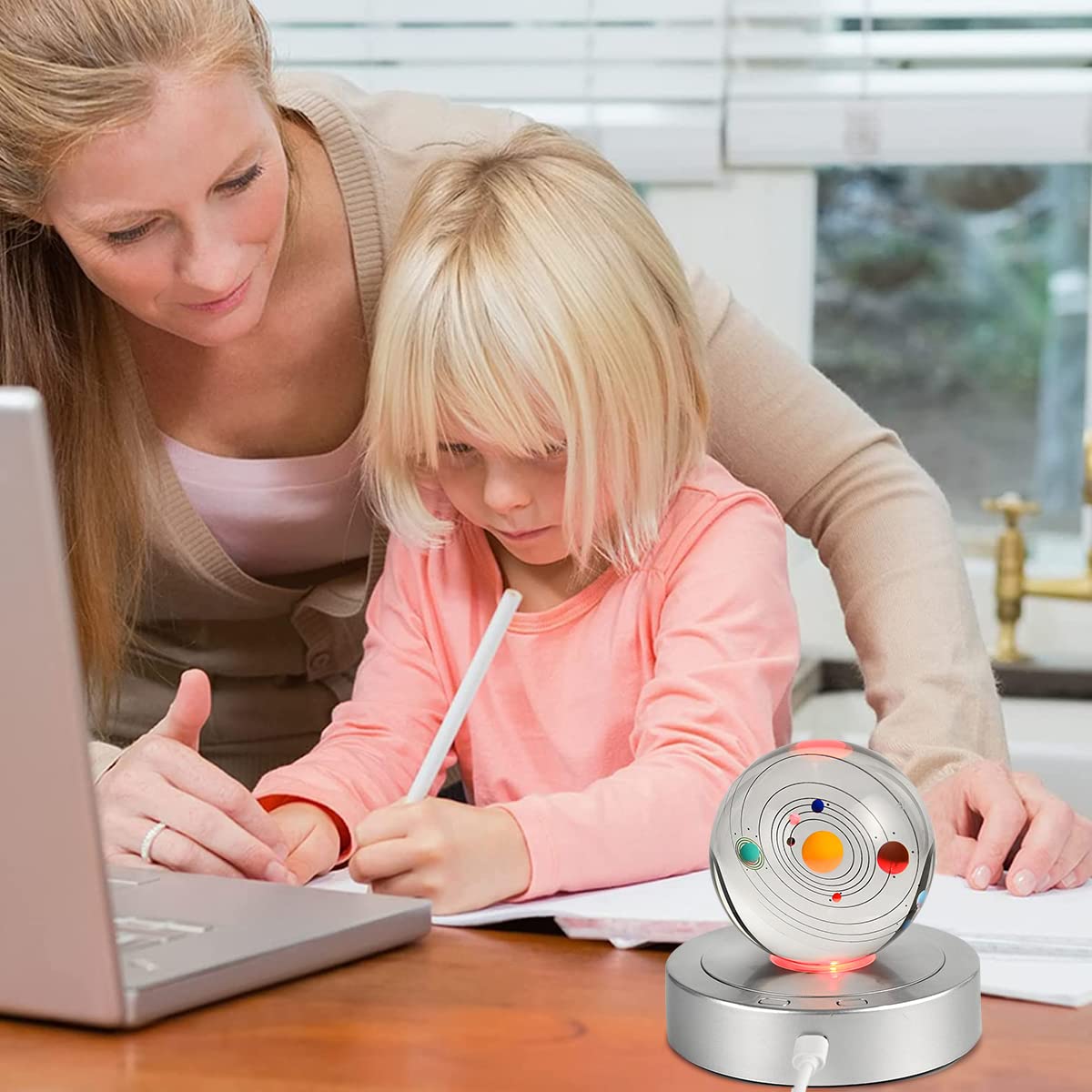 1Pcs Rotating Display Stand, Display Stand with Colored Lights, Lighted LED Base for Glass Art with 4 Revolving & 8 Light Modes, USB Charging & Battery-Operated (Without Battery)