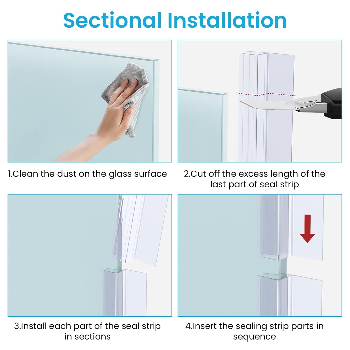 HASTHIP Shower Door Side Seal for Bathroom Waterproofing 6.6 ft featuring Slide in Silicone Strip | Cuttable and Noise Reducing Design