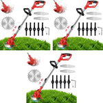 HASTHIP Garden Electric Weed Eater 24V Cordless Trimmer with Retractable Rod | 3 PCS Blades and Safety Guard