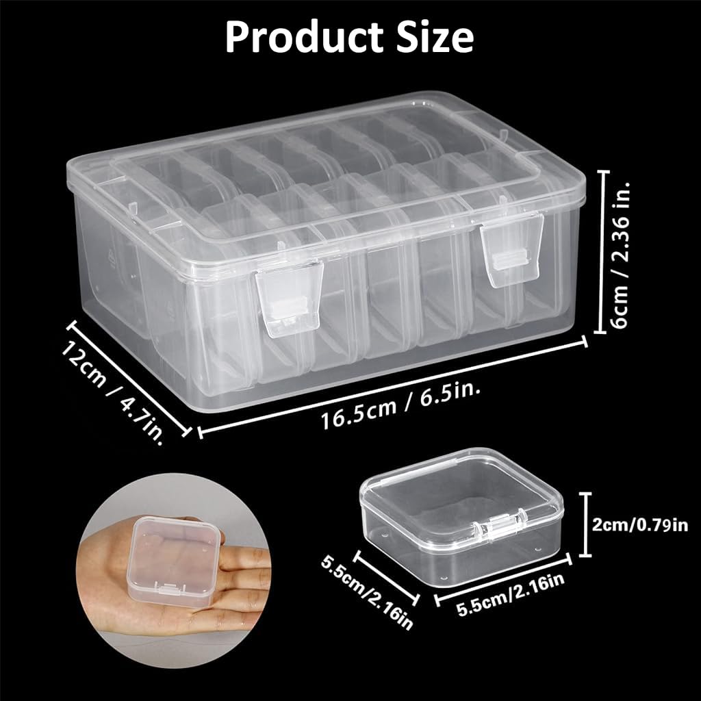HASTHIP Jewelry Organizer Box Set for Earrings and Rings 15 Pcs with Clear Plastic Cases | Ideal for Beads and DIY Craft Storage