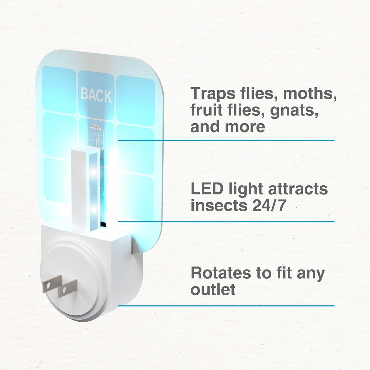 HASTHIP Fly Trap Light for Mosquito and Fruit Flies with 8 Sticky Cards and UVA Attractant