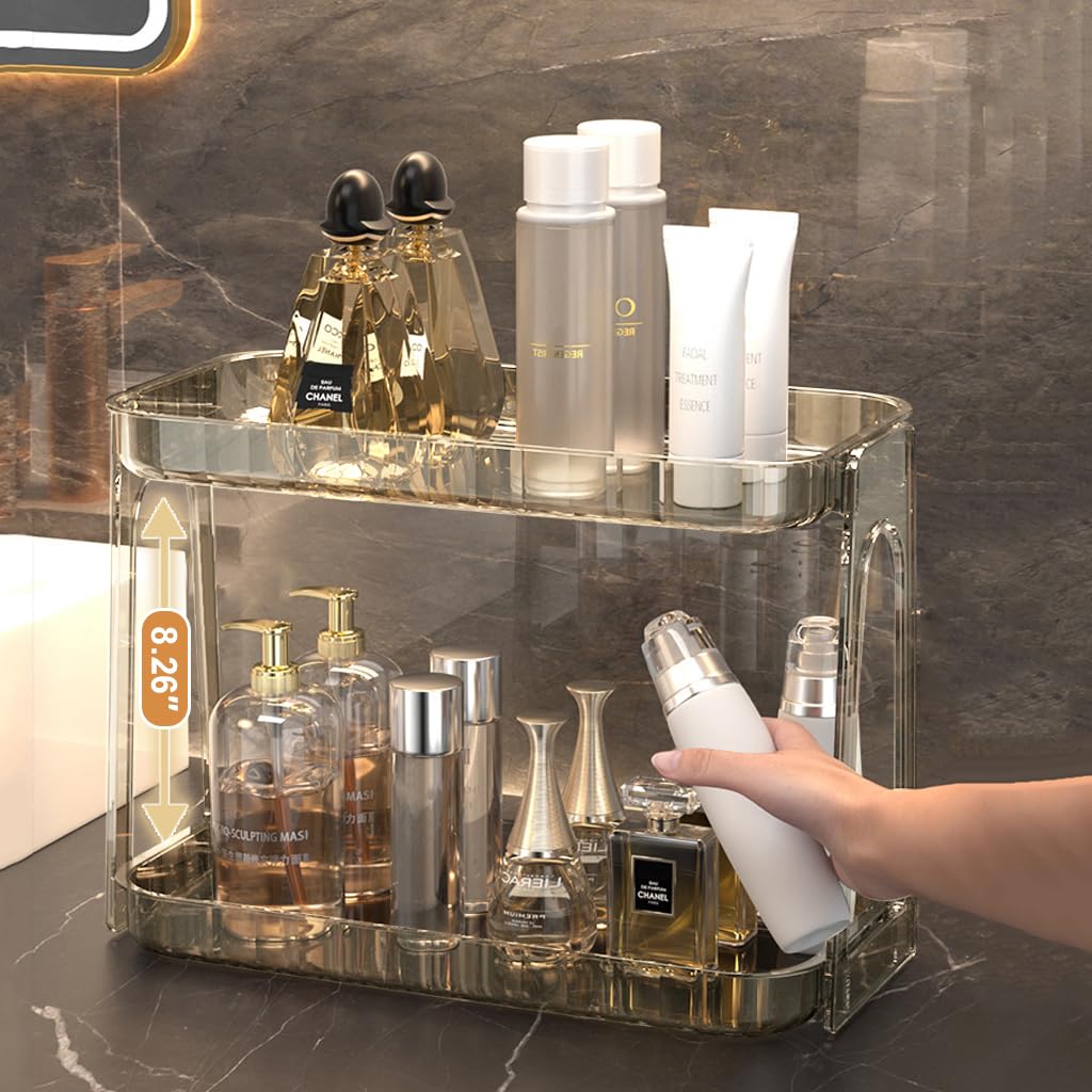 HASTHIP Makeup Organizer for Cosmetics and Skincare featuring Double Layer Design | 33x16x23cm PET Storage Box