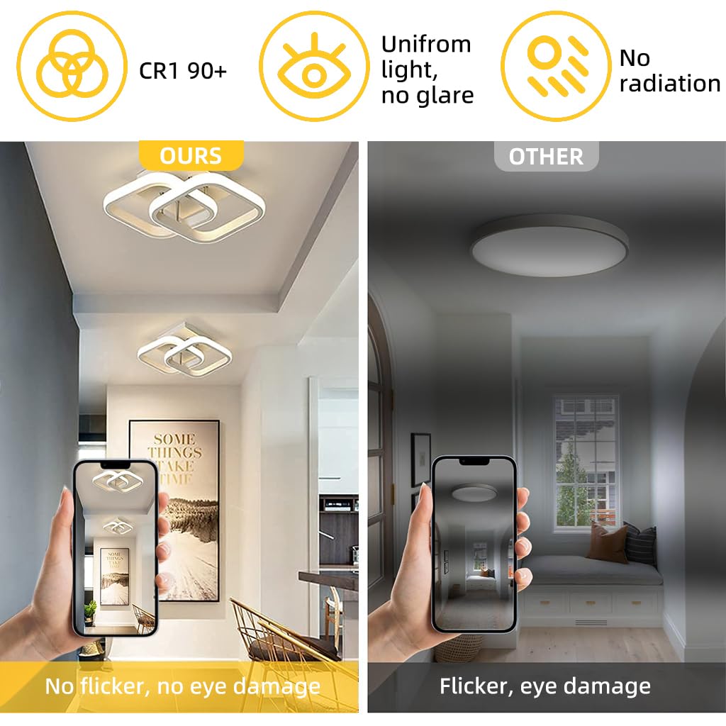 HASTHIP® 22W Modern Ceiling Light LED Acrylic Minimalism Square LED Ceiling Lamps for Hallway Office Bedroom Kitchen Living Room Ceiling Lights