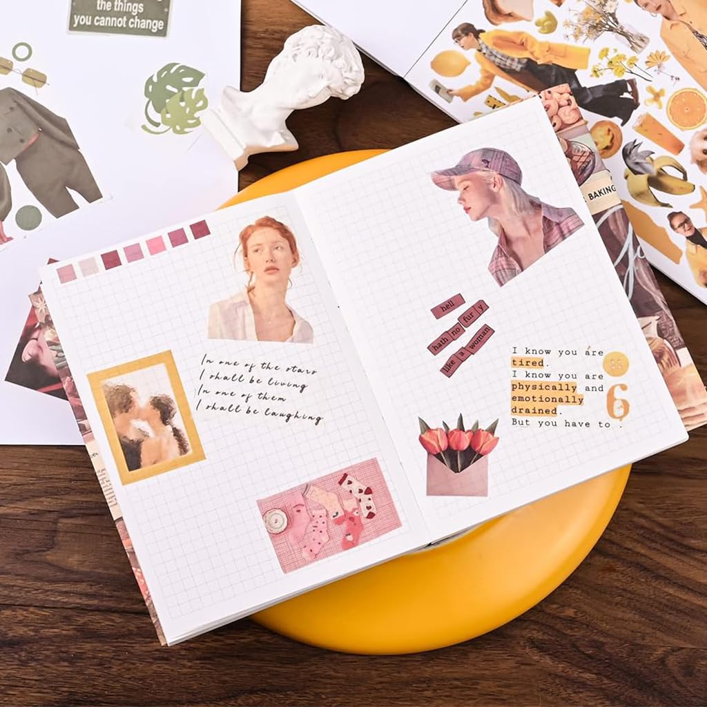 HASTHIP® 50 Sheets Vintage Washi Stickers, Scrapbook Stickers for Junk Journals, Aesthetic Sticker Book for Journaling Supplies, Art Bullet Journals, Scrapbooking and Paper Work, Home Decor