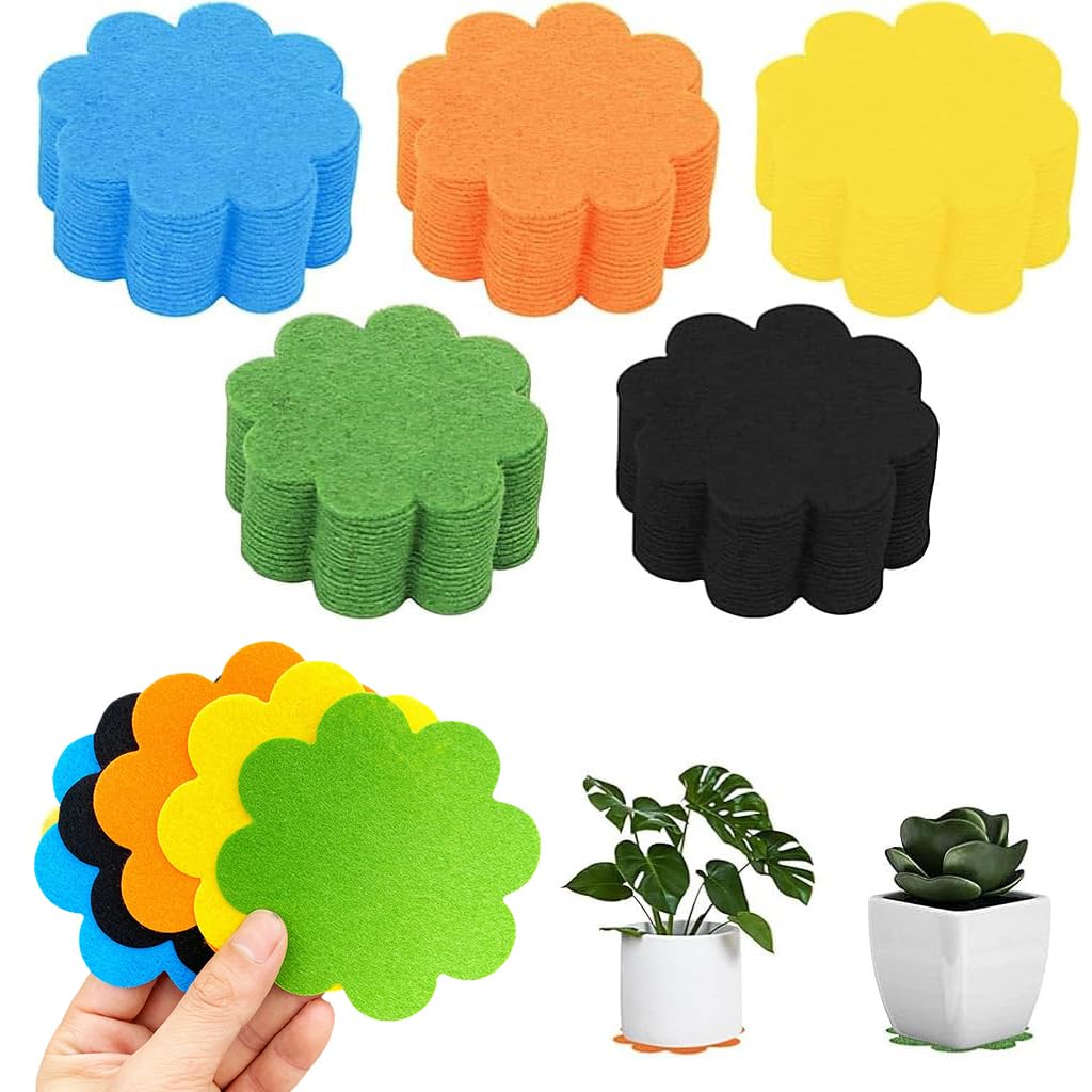 HASTHIP Pot Drainage Barriers for Flower Pots featuring Breathable Fabric 50pcs 2.95in | Colorful Flower-Shaped Liners
