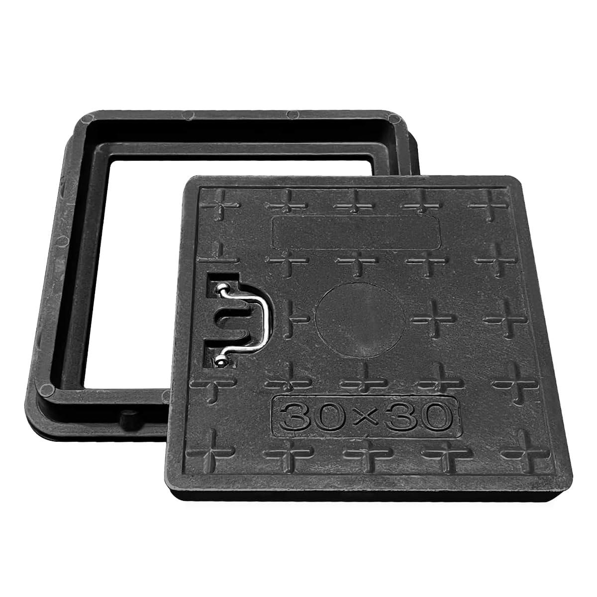 HASTHIP Manhole Cover for Underground Water Tanks featuring Metal Handle 12 x 12 in Black