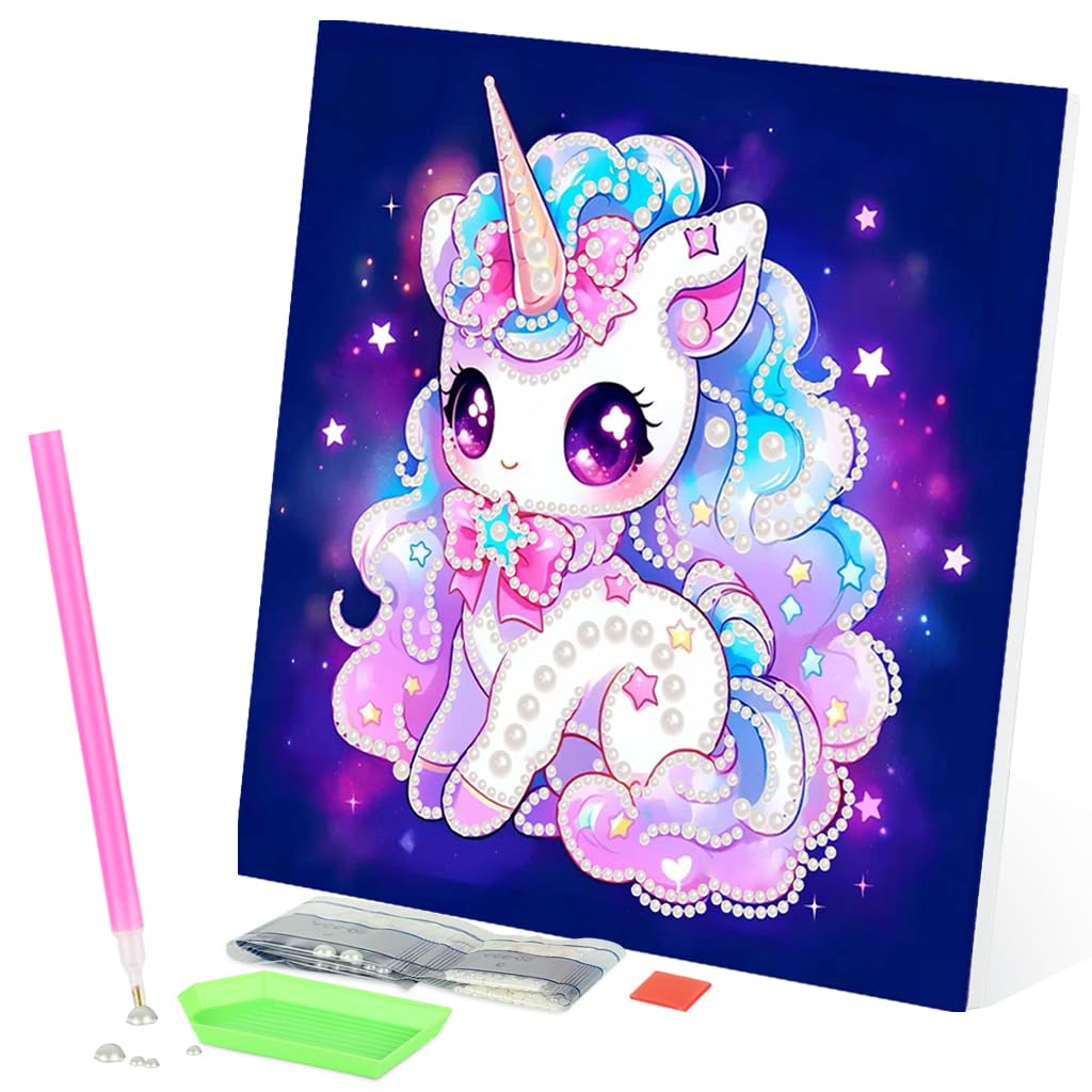 HASTHIP® Diamond Art Kits with pearl for Kids, DIY Easy Cute Stitch Diamond Painting Kits for Kids