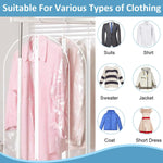HASTHIP Garment Bags for Closet Storage with Hanger Hook Hole PEVA Clear Covers 10Pcs 23.62x39.37 in | Dustproof Zip-Up Clothes Protection