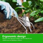 HASTHIP Gardening Tools Set for Planting and Weeding with Wooden Handles | 5Pcs Stainless Steel featuring Laser Etched Scale