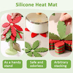 HASTHIP Silicone Tea Coaster Set for Dining Table with Decorative Holder 3pcs | Tropical Leaf Design