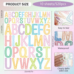 HASTHIP Alphabet Stickers for DIY Crafts and Bulletin Boards featuring 10 Sheets Vinyl Letters 1 inch and 2 inches | Multicolor Set