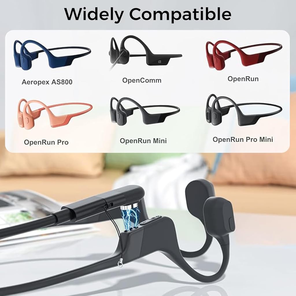 HASTHIP® USB C to Shokz Connector Type-C Charger Adapter Compatible with Shokz OpenRun/OpenRun Pro/OpenRun Mini/OpenComm 2/UC/Aeropex,Replacement Charging Cable for AfterShokz Headphones