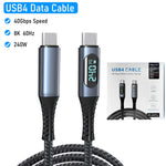240W Type C Cable with LCD Display, 40Gbps Data Transfer, for Thunderbolt 4 Cable Nylon