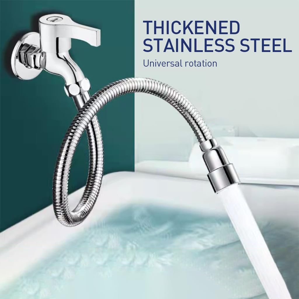 HASTHIP Faucet Filter Shower Head for Kitchen Sink with 360° Rotatable Extender | 30 cm Stainless Steel Adapter