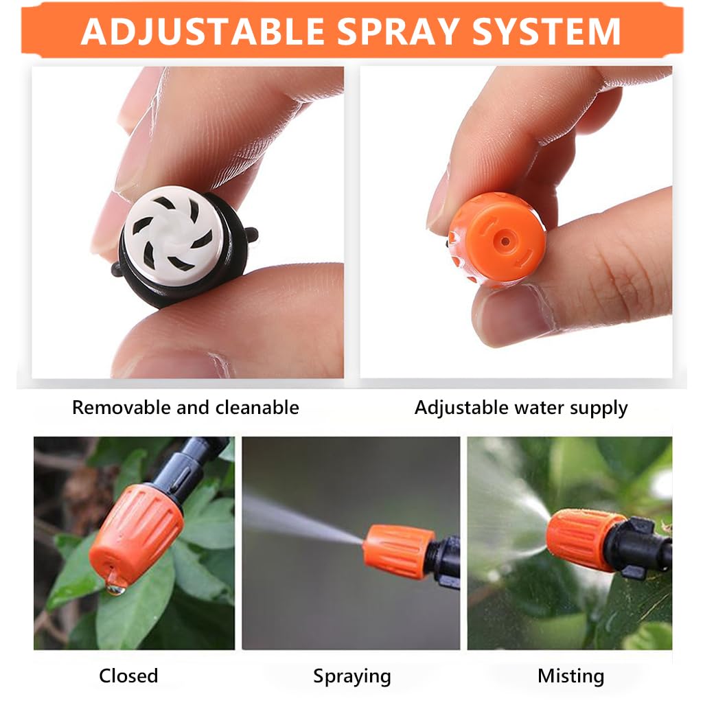 HASTHIP® Slow Irrigation Kit Micro Water Sprayer Set, 30Pcs 8-Hole Drip Nozzles, 10Pcs Mist Water Sprayers & 10Pcs Tee Pipe Connectors, Slow Drip Irrigation Set for Garden, Lawn(Pack of 50)