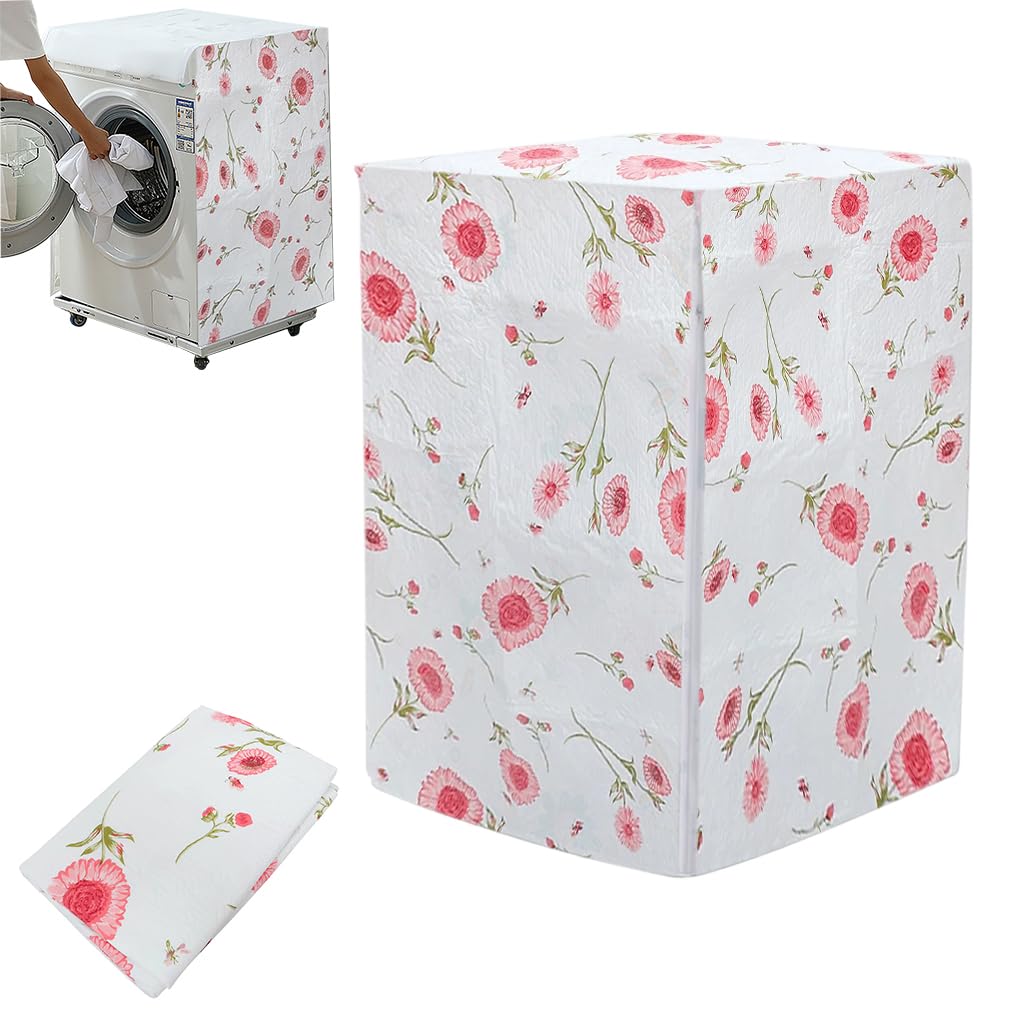 HASTHIP Washing Machine Cover for 6–7 kg Front Load Models with Roll Up Zipped Front and PEVA Fabric | 56x60x82 cm Dust Protection