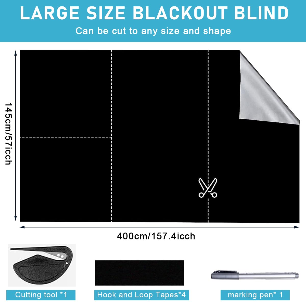 HASTHIP Blackout Curtains for Windows featuring 420D Oxford Cloth 1.45×4m with Silver Coating | 100% Light and UV Blocking for Nursery and Travel
