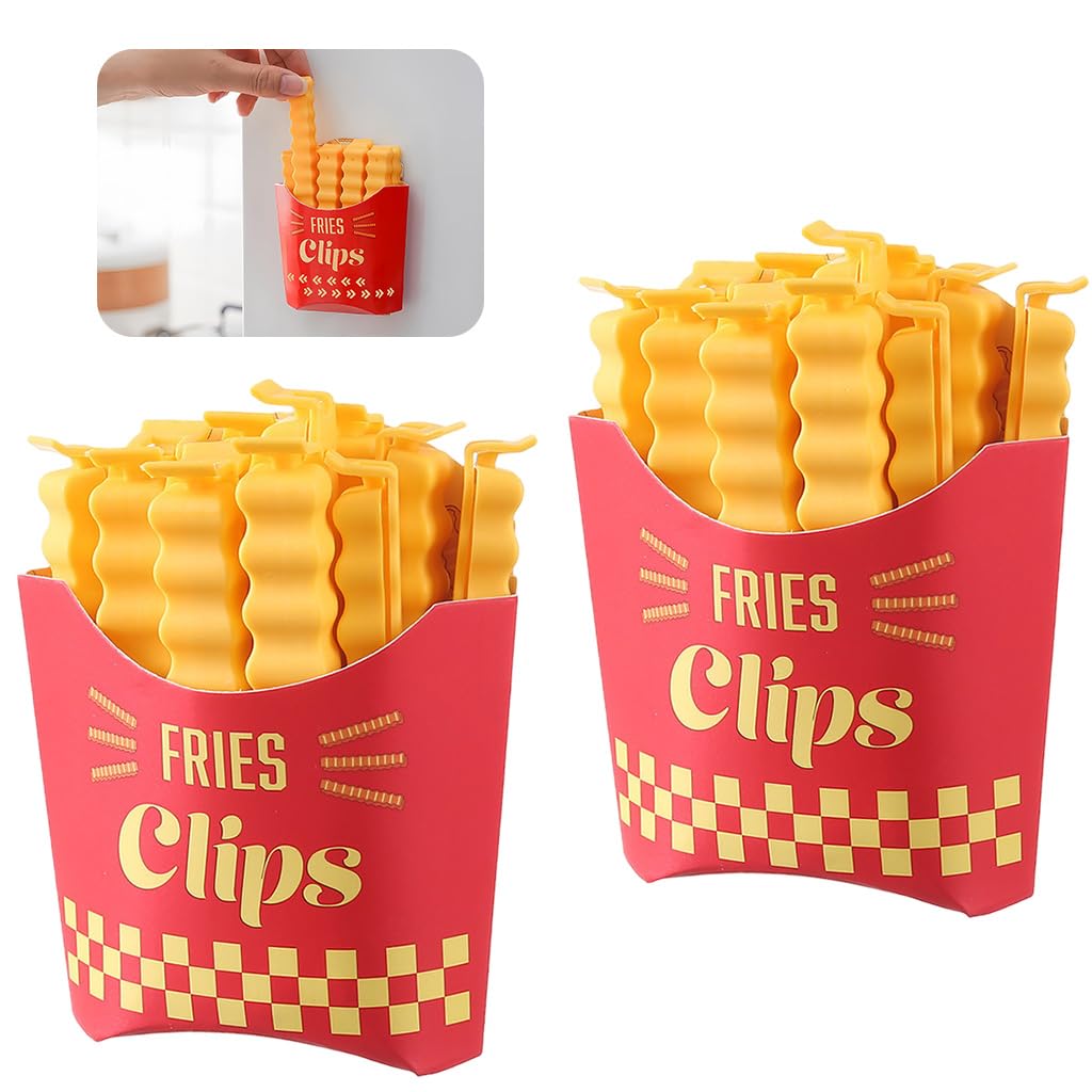 HASTHIP Snack Sealing Clips for Kitchen Organization with Magnetic Holder | 24 pcs PP Food Bag Sealers