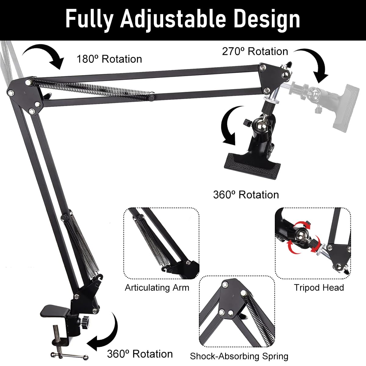HASTHIP Embroidery Hoop Holder for DIY Craft with 13.7 in Flexible Arms and Screw-Fixed Desk Clamp
