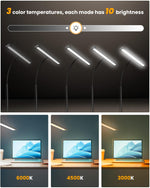 HASTHIP® 3-Color LED Table Lamp for Study Room, 15.7'' Study Lamp with Flexible Gooseneck USB Wired Desk Light with 10-Level Dimming Aluminum Alloy Lamp Light for Study, Office