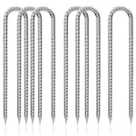 HASTHIP Garden Stakes for Landscape Fabric and Camping | 6 Pcs 11.8 in Galvanized Steel