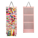 HASTHIP Hair Accessories Organizer for Wall Hanging with 3 Layer Felt Straps 35.4x14.9 in Pink | For Girls and Women Hair Clips and Headbands Storage