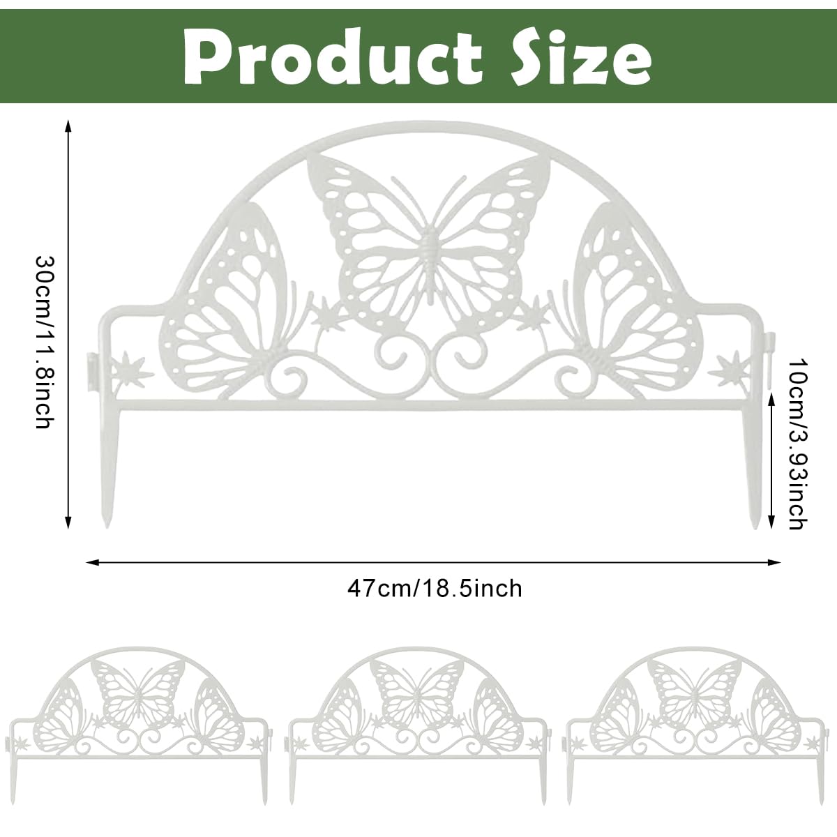 HASTHIP Garden Fence Border for Pathway and Lawn with Butterfly Cut Out Panels 47x30 cm PVC | Decorative 4Pcs Set