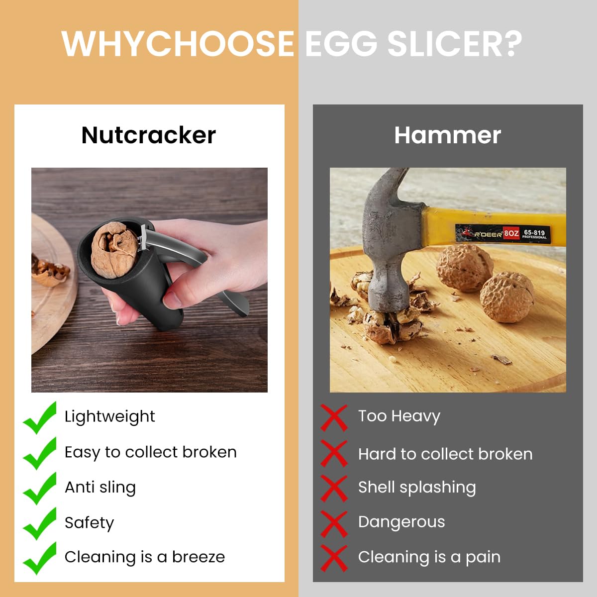 HASTHIP Nutcracker for Walnuts and Hard Shell Nuts with Cone Container & Lever Handle | Compact Kitchen Tool